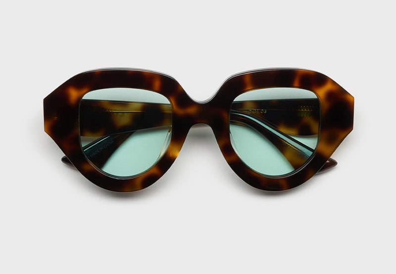 lula pace sunglasses for women in tortoise shell with teal lens mazzucchellli acetate high quality premium luxury eyewear