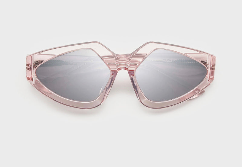 lula pace sunglasses for women in clear pink mazzucchellli acetate with silver mirror lenses high quality premium luxury eyewear