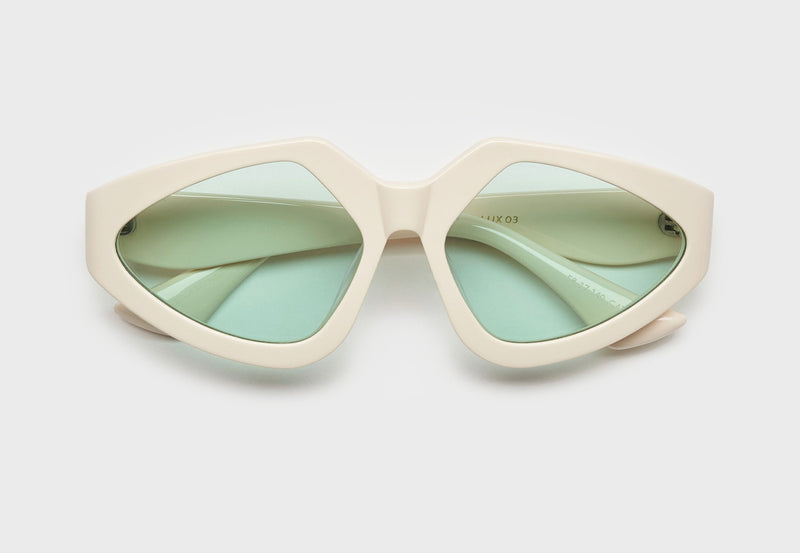 lula pace sunglasses for women in bone mazzucchellli acetate with teal lenses high quality premium luxury eyewear